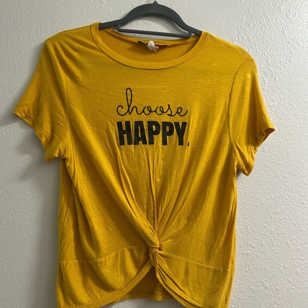 Posh Yellow Short Sleeve Tie Front Tee